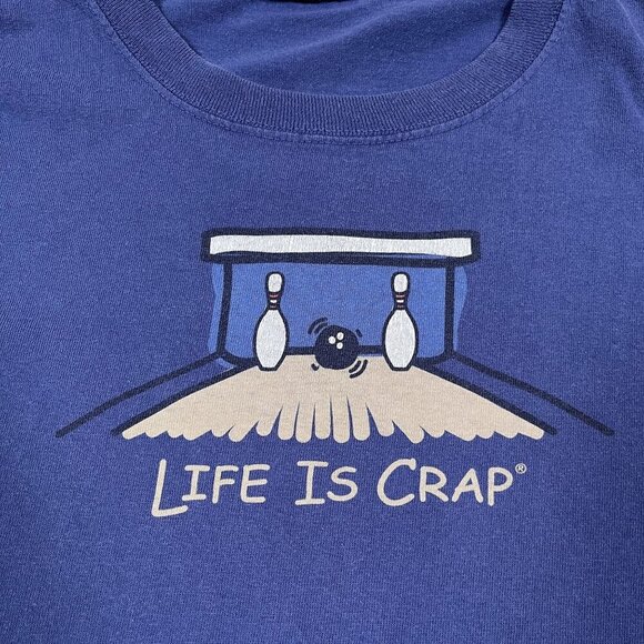 Life is Crap Life is Good Parody Bowling Blue T-Shirt Size XXL - Picture 5 of 6
